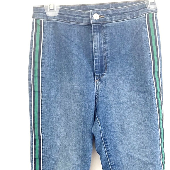 Divided H&M  Womens Jeans Size 4 Denim Y2K Side Striped Panel Mid Rise Waist - Picture 6 of 12